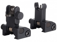 MACHINE QDS QUICK DEPLOY FLIP-UP FRONT AND REAR SIGHT SET HOODED AR-15 FLAT-TOP ALUMINUM MATTE